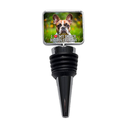 I Love My French Bulldog Frenchie Dog Heart Wine Bottle Stopper