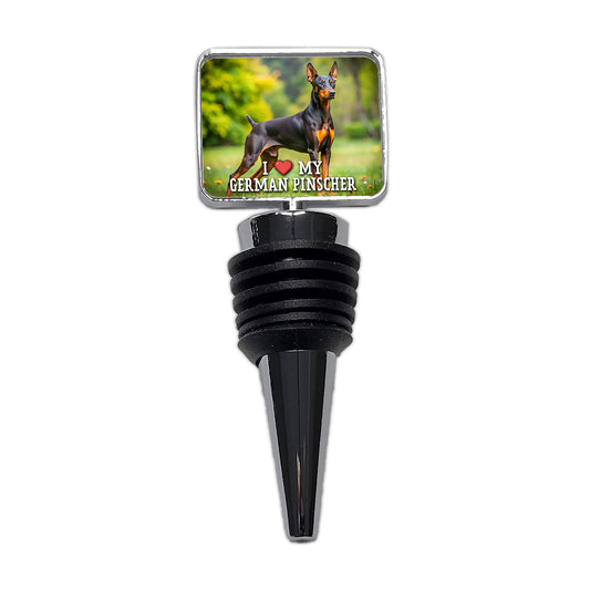 I Love My German Pinscher Dog Heart Wine Bottle Stopper