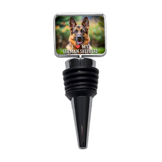 I Love My German Shepherd Dog Heart Wine Bottle Stopper