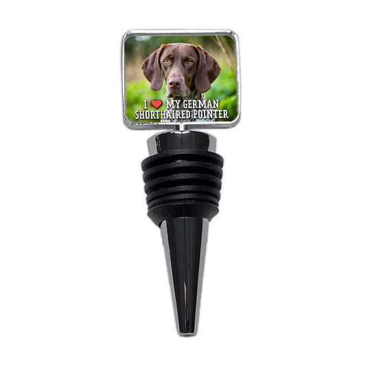 I Love My German Shorthaired Pointer Dog Heart Wine Bottle Stopper