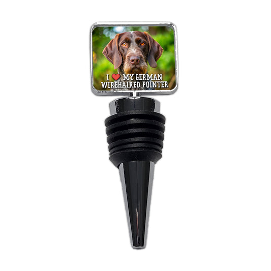 I Love My German Wirehaired Pointer Dog Heart Wine Bottle Stopper