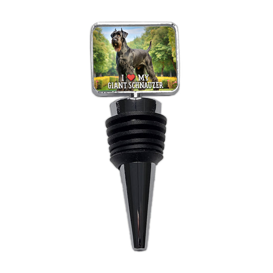 I Love My Giant Schnauzer Dog Heart Wine Bottle Stopper