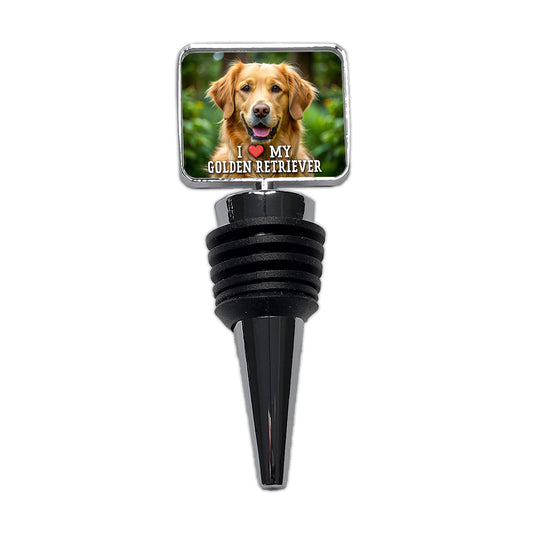 I Love My Golden Retriever Dog Heart Wine Bottle Stopper