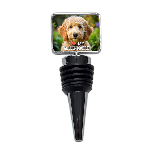 I Love My Goldendoodle Dog Heart Wine Bottle Stopper
