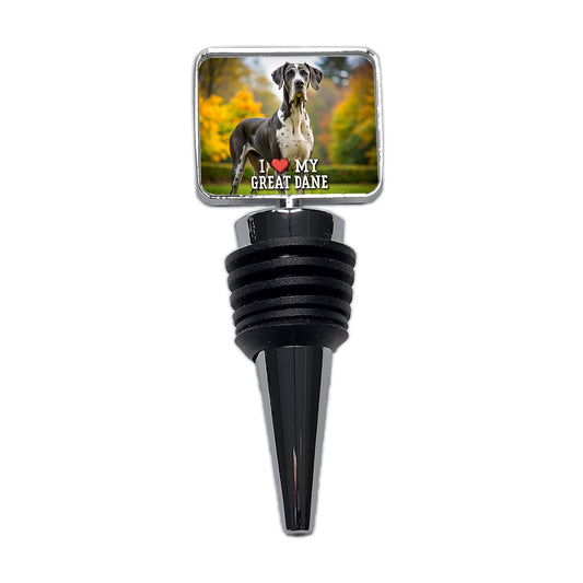 I Love My Great Dane Dog Heart Wine Bottle Stopper