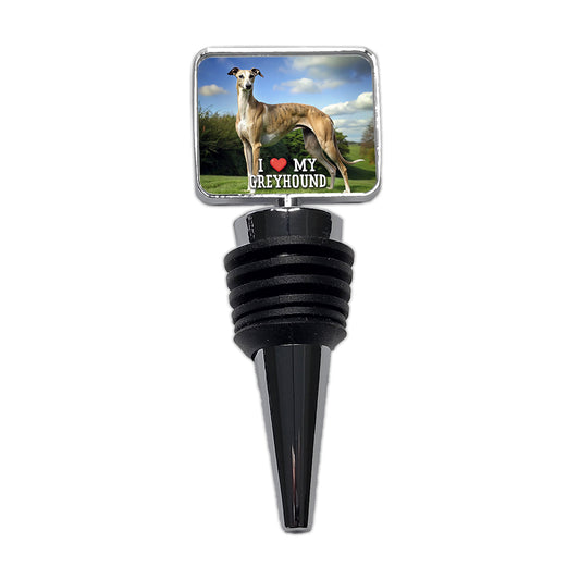 I Love My Greyhound Dog Heart Wine Bottle Stopper