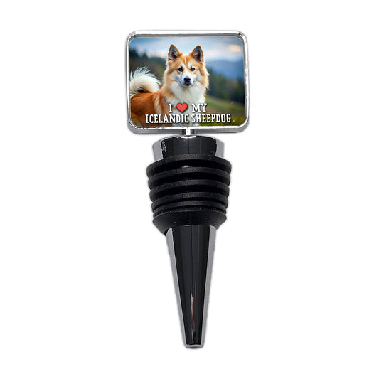 I Love My Icelandic Sheepdog Dog Heart Wine Bottle Stopper