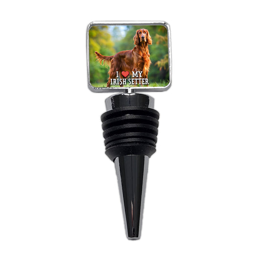 I Love My Irish Setter Dog Heart Wine Bottle Stopper