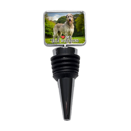 I Love My Irish Wolfhound Dog Heart Wine Bottle Stopper