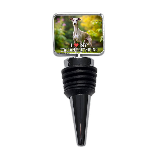 I Love My Italian Greyhound Dog Heart Wine Bottle Stopper