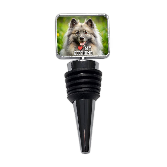 I Love My Keeshond Dog Heart Wine Bottle Stopper