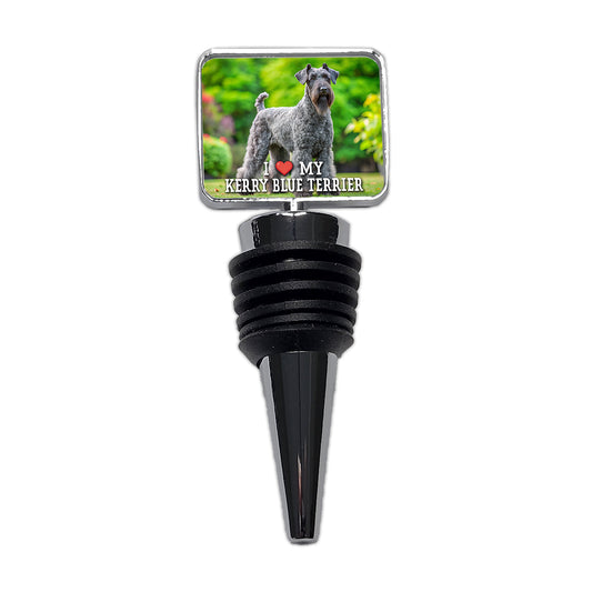 I Love My Kerry Blue Terrier Dog Heart Wine Bottle Stopper