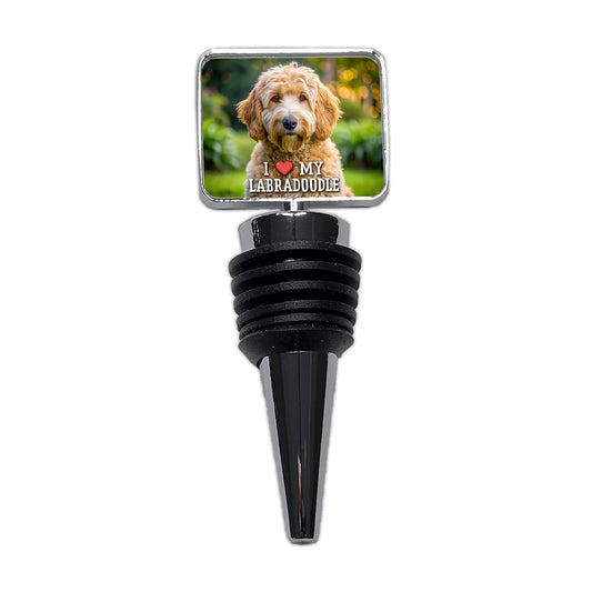 I Love My Labradoodle Dog Heart Wine Bottle Stopper