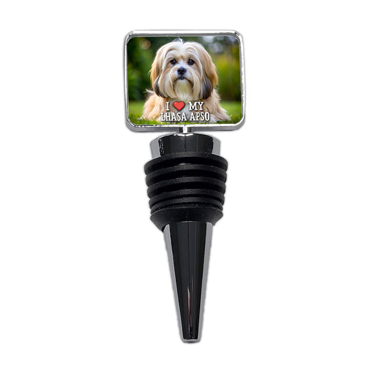 I Love My Lhasa Apso Dog Heart Wine Bottle Stopper