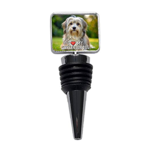 I Love My Little Lion Dog Heart Wine Bottle Stopper