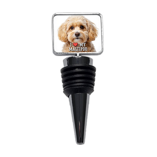 I Love My Maltipoo Dog Heart Wine Bottle Stopper