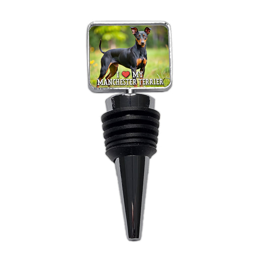 I Love My Manchester Terrier Dog Heart Wine Bottle Stopper