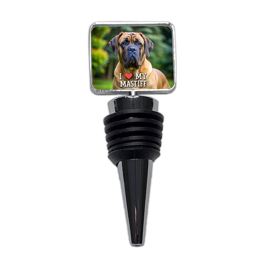 I Love My Mastiff Dog Heart Wine Bottle Stopper