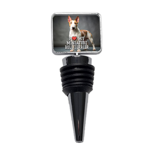 I Love My Miniature Bull Terrier Dog Heart Wine Bottle Stopper