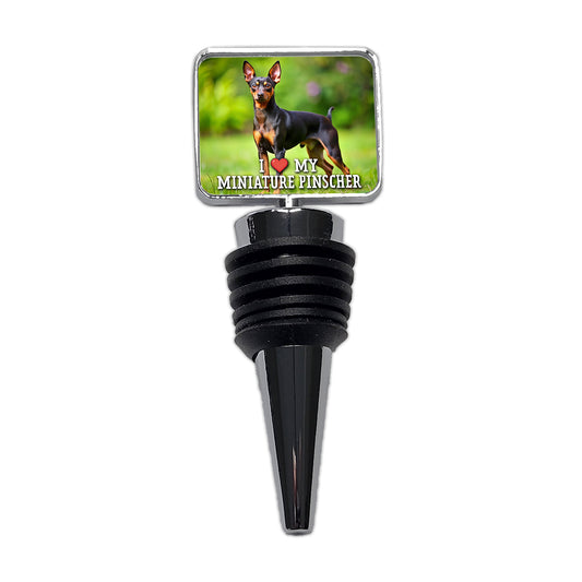 I Love My Miniature Pinscher Dog Heart Wine Bottle Stopper