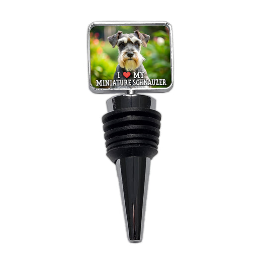 I Love My Miniature Schnauzer Dog Heart Wine Bottle Stopper