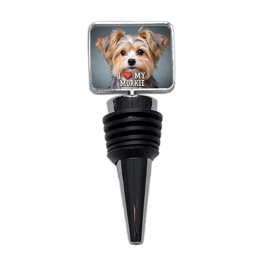 I Love My Morkie Dog Heart Wine Bottle Stopper
