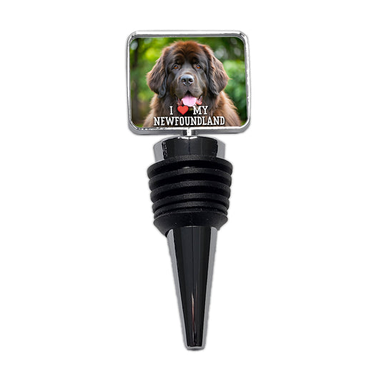 I Love My Newfoundland Dog Heart Wine Bottle Stopper