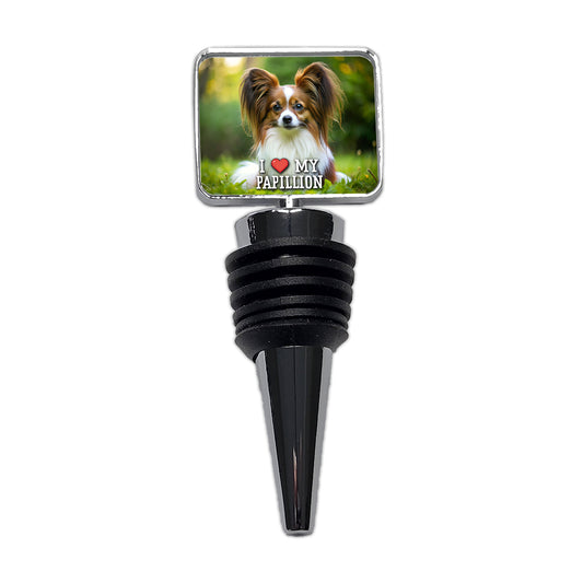 I Love My Papillion Dog Heart Wine Bottle Stopper
