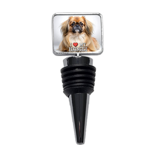 I Love My Pekingese Dog Heart Wine Bottle Stopper