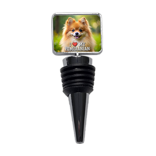 I Love My Pomeranian Dog Heart Wine Bottle Stopper