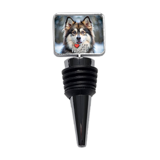 I Love My Pomsky Dog Heart Wine Bottle Stopper