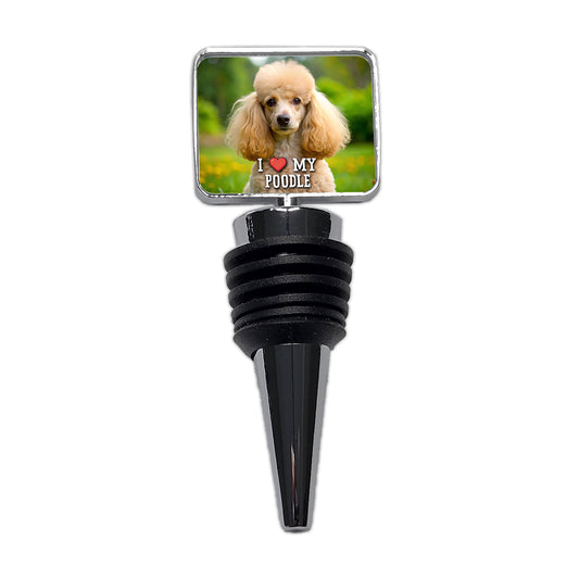 I Love My Poodle Dog Heart Wine Bottle Stopper