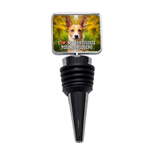 I Love My Portuguese Podengo Pequeno Dog Heart Wine Bottle Stopper