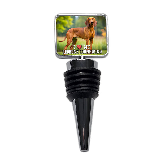 I Love My Redbone Coonhound Dog Heart Wine Bottle Stopper
