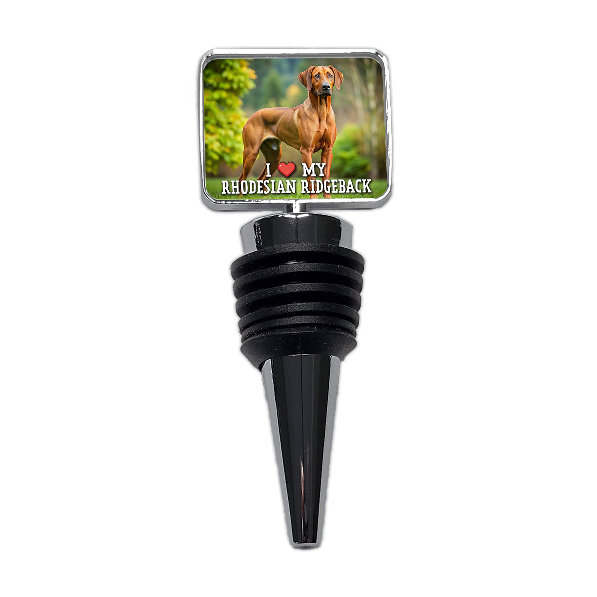 I Love My Rhodesian Ridgeback Dog Heart Wine Bottle Stopper