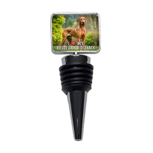 I Love My Rhodesian Ridgeback Dog Heart Wine Bottle Stopper