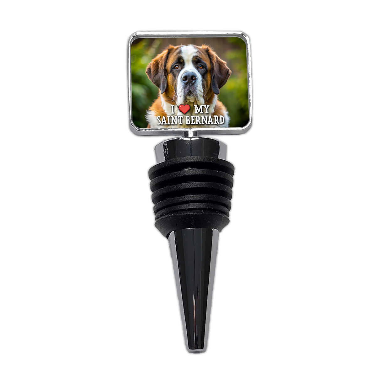 I Love My Saint Bernard Dog Heart Wine Bottle Stopper