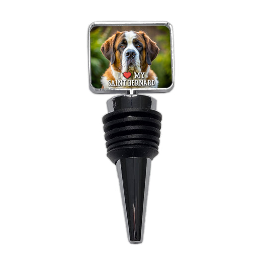 I Love My Saint Bernard Dog Heart Wine Bottle Stopper