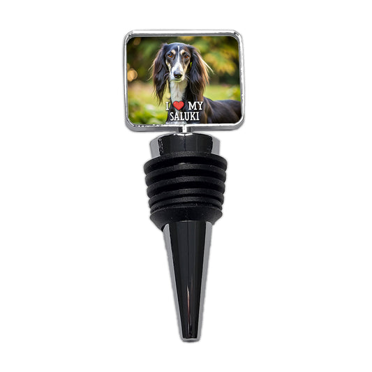 I Love My Saluki Dog Heart Wine Bottle Stopper