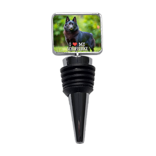 I Love My Schipperke Dog Heart Wine Bottle Stopper