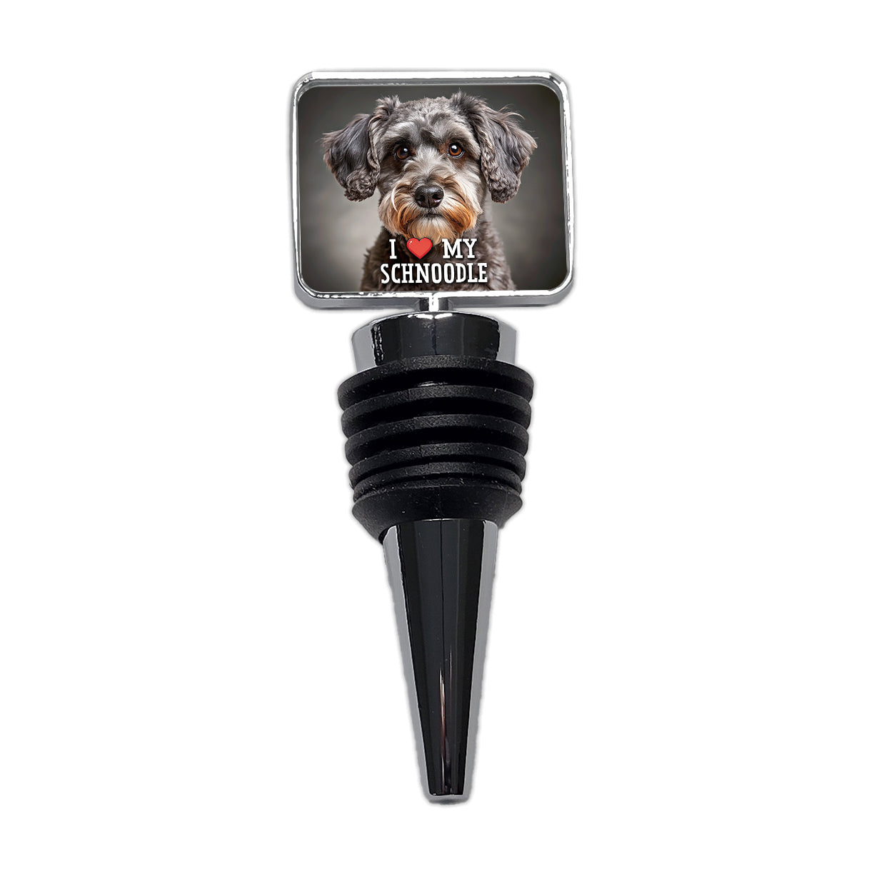 I Love My Schnoodle Dog Heart Wine Bottle Stopper