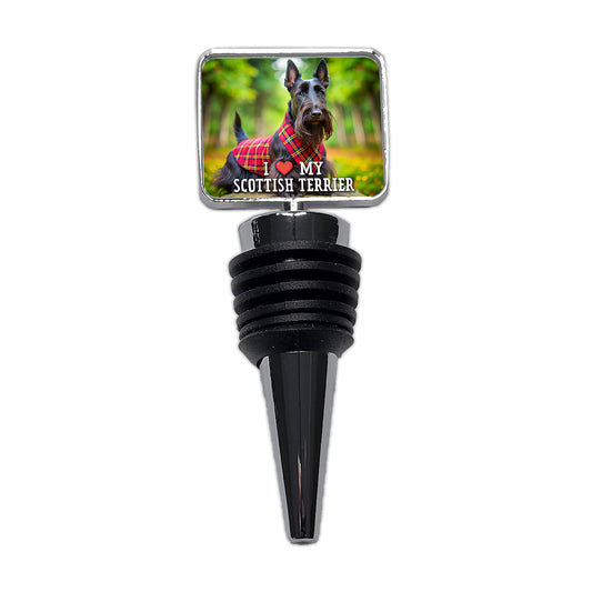 I Love My Scottish Terrier Dog Heart Wine Bottle Stopper