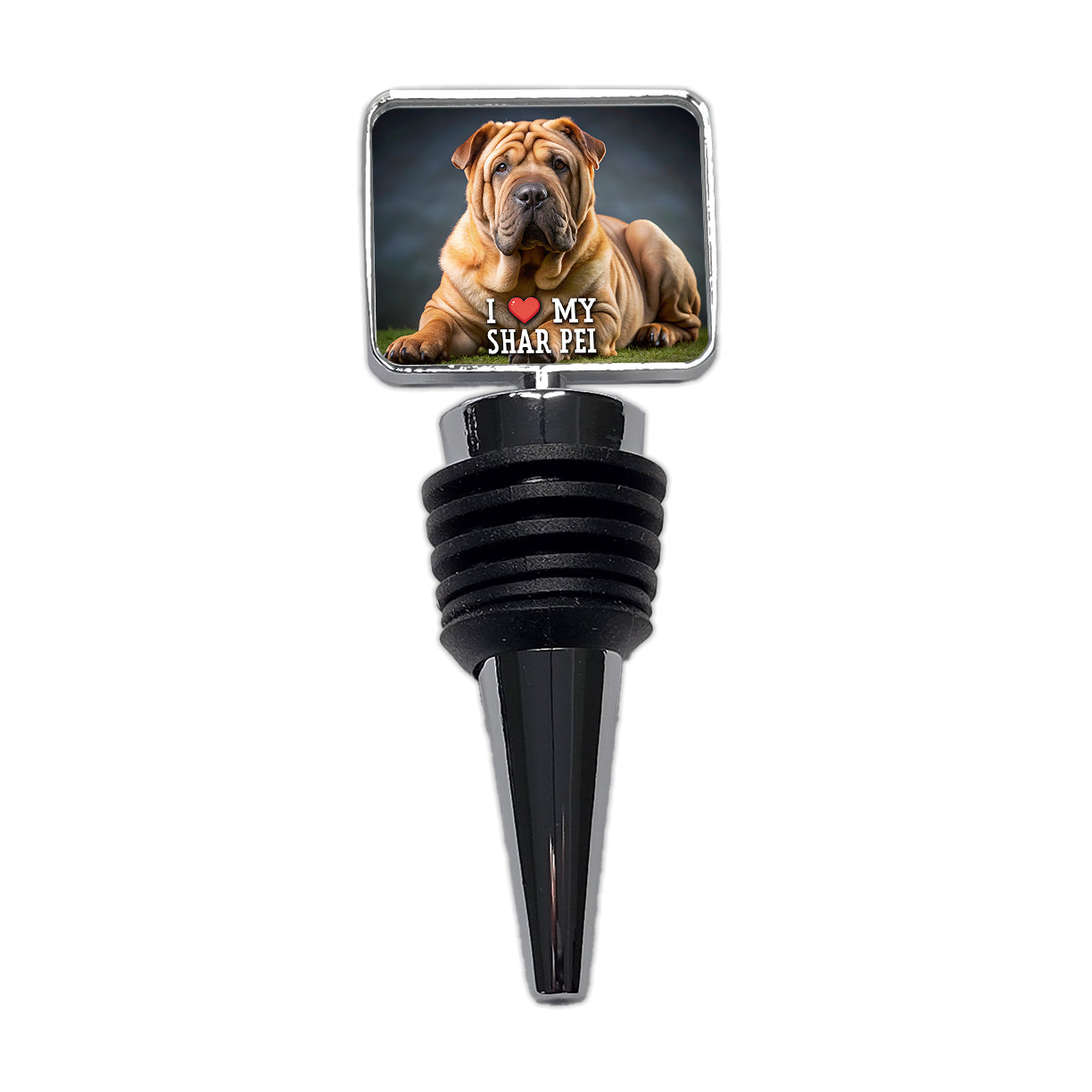 I Love My Shar Pei Dog Heart Wine Bottle Stopper