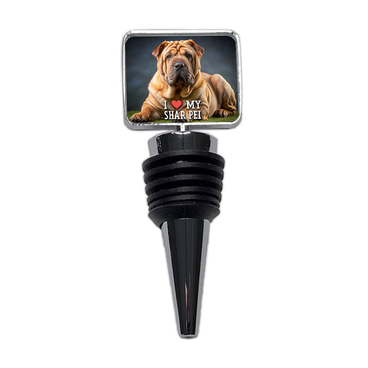 I Love My Shar Pei Dog Heart Wine Bottle Stopper