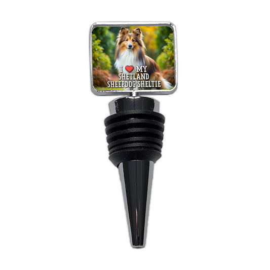 I Love My Shetland Sheepdog Sheltie Dog Heart Wine Bottle Stopper