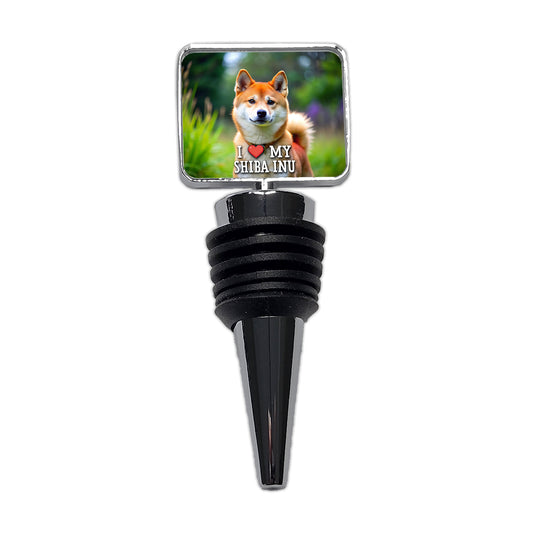 I Love My Shiba Inu Dog Heart Wine Bottle Stopper