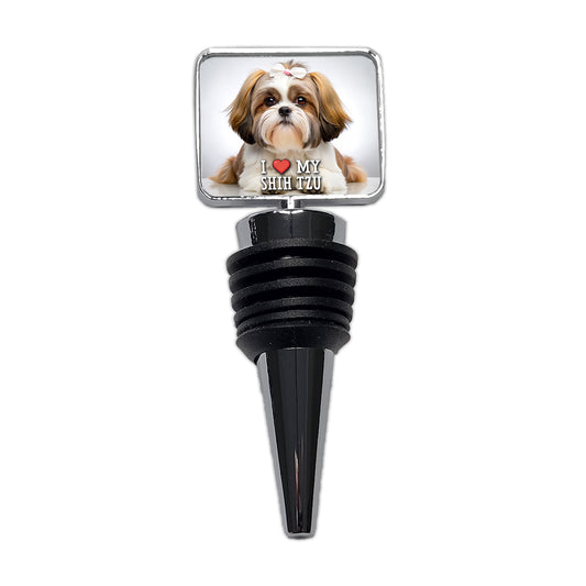 I Love My Shih Tzu Dog Heart Wine Bottle Stopper