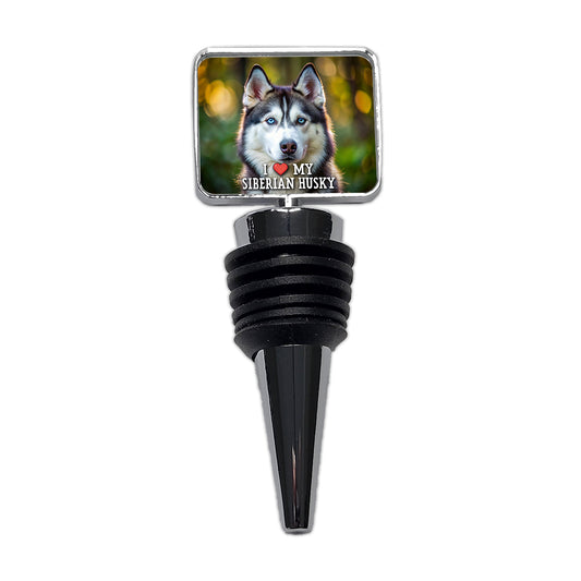 I Love My Siberian Husky Dog Heart Wine Bottle Stopper