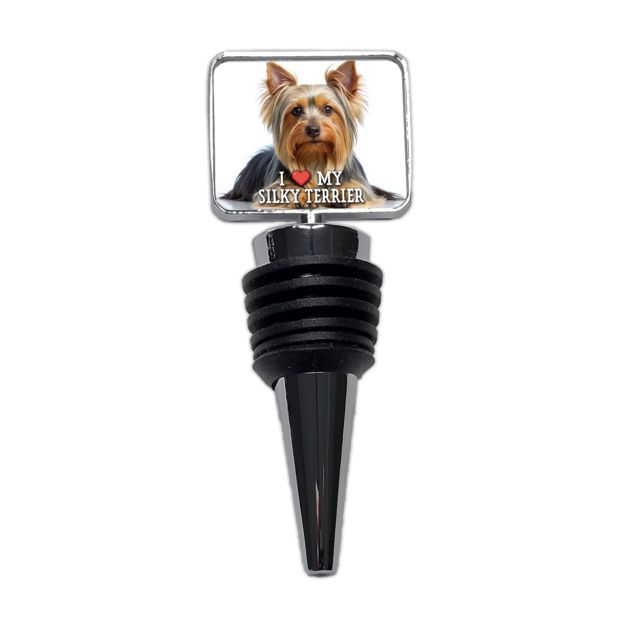 I Love My Silky Terrier Dog Heart Wine Bottle Stopper