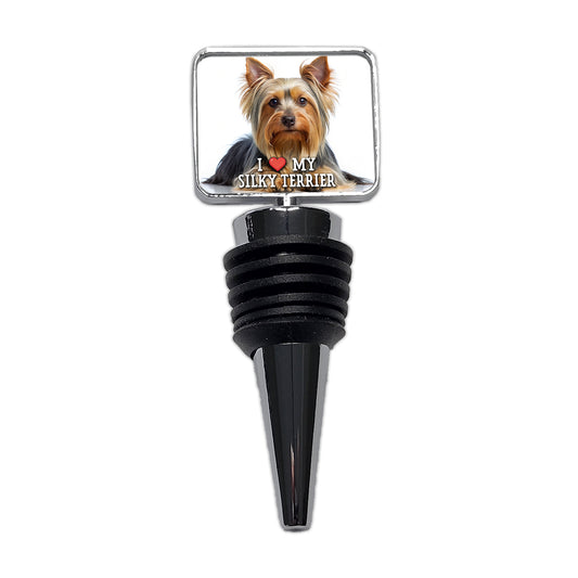 I Love My Silky Terrier Dog Heart Wine Bottle Stopper